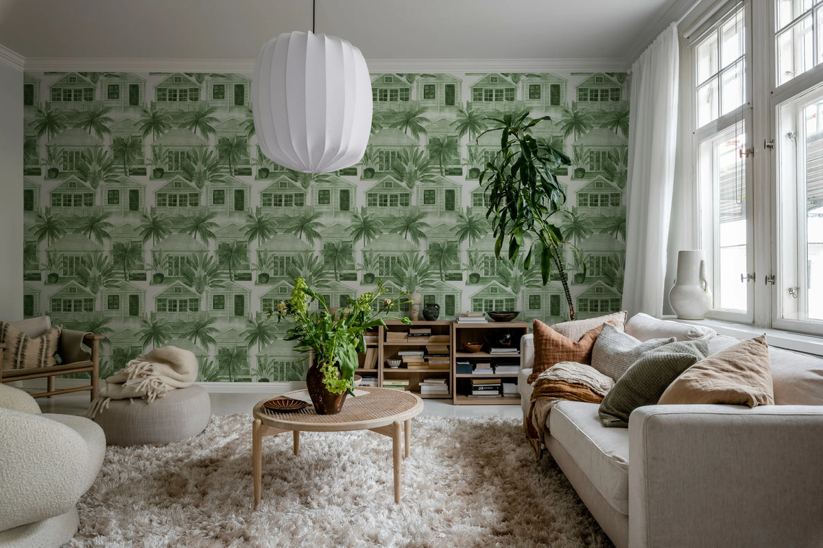Palm Residence, Green Mural Wallpaper - room preview 02