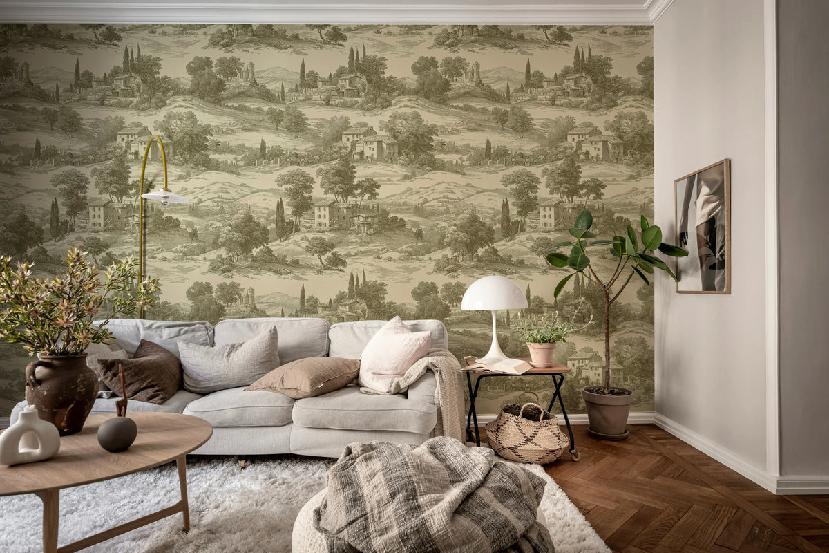Countryside Toile, Cotswold Cream Mural Wallpaper - room preview 02