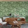 Hanging Branches, Solid Green Mural Wallpaper - room preview 02