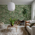 Hanging Branches, Warm Green Mural Wallpaper - room preview 02