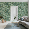 Hanging Branches, Silver Green Mural Wallpaper - room preview 02
