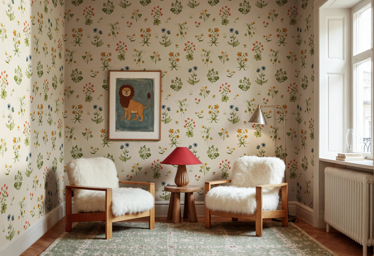 Timeless Flora, Beige Mural Wallpaper - room preview 02