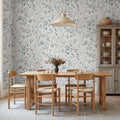 Peony Bloom, Blue Mural Wallpaper - room preview 02