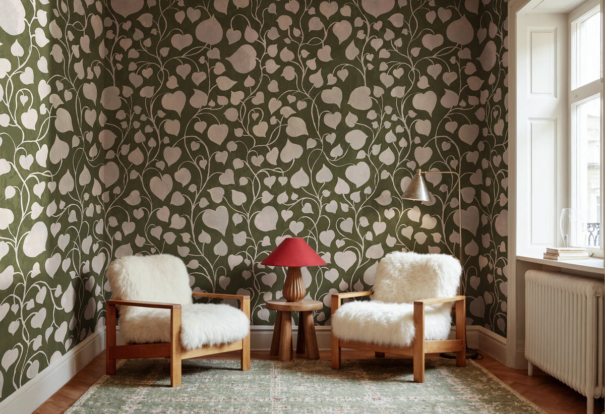 Eternal Vine, Dark Green Mural Wallpaper - room preview 02