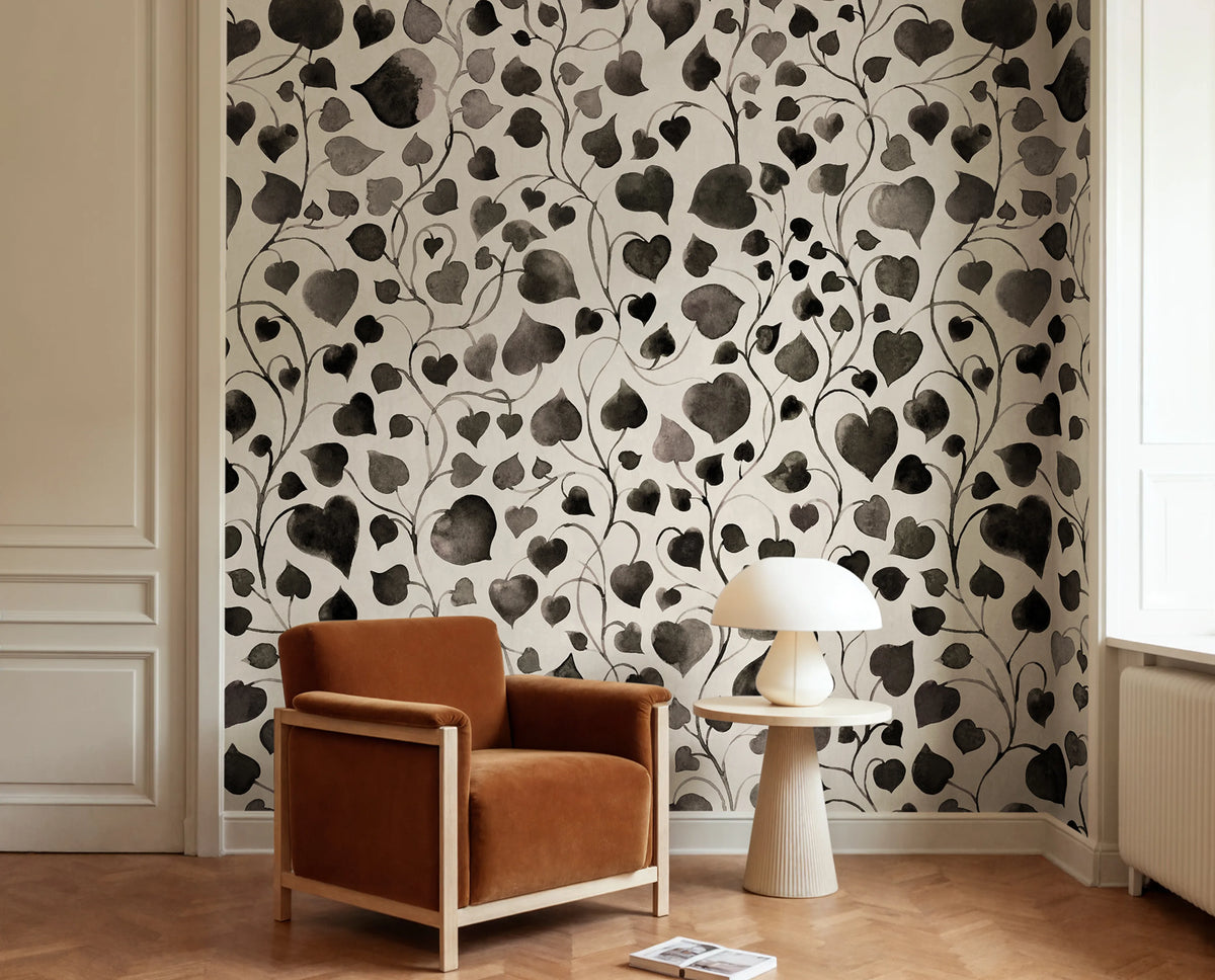 Eternal Vine, Graphite Mural Wallpaper - room preview 02