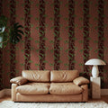 Garden Stripe, Burgundy Mural Wallpaper - room preview 02