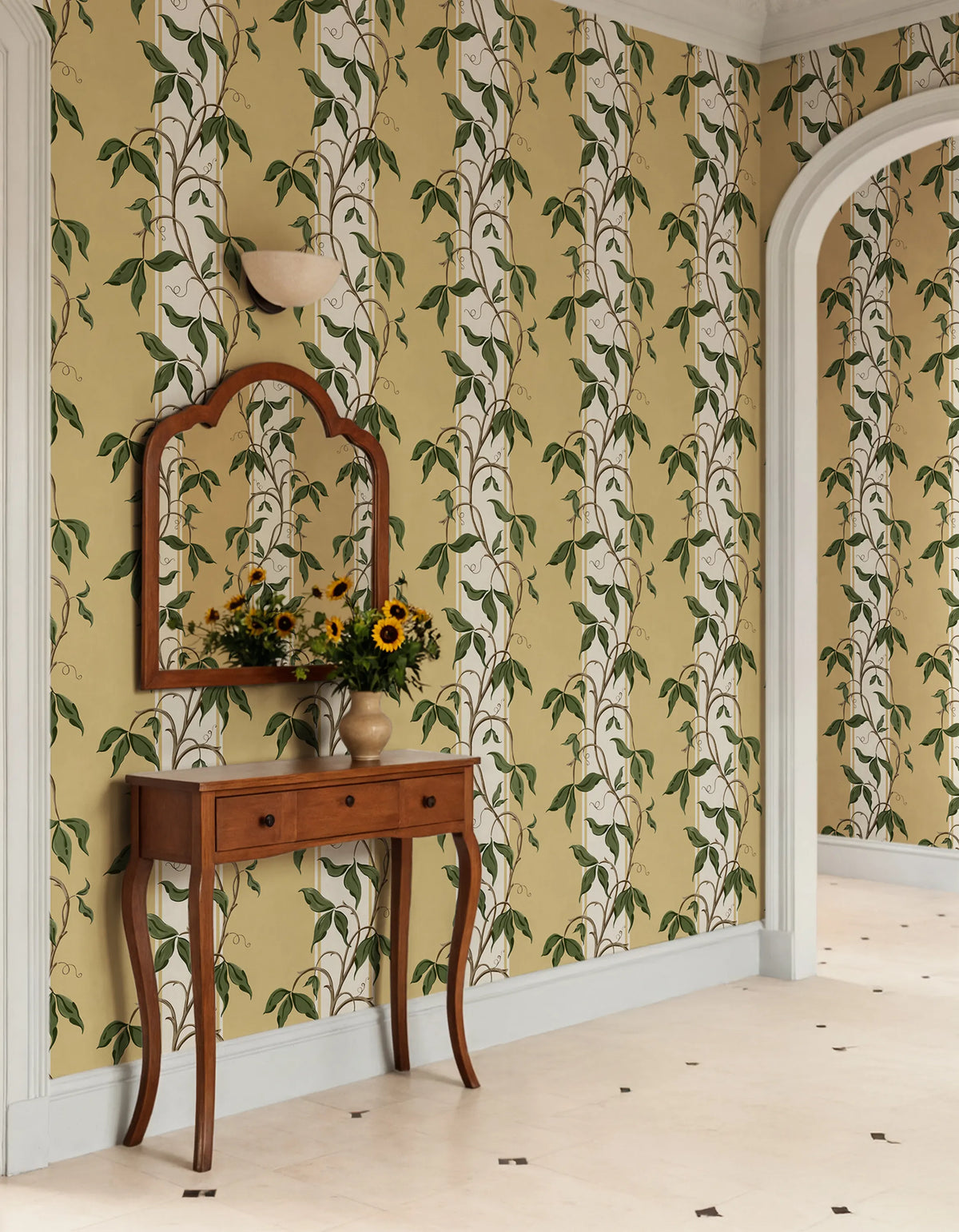Garden Stripe, Yellow Mural Wallpaper - room preview 02