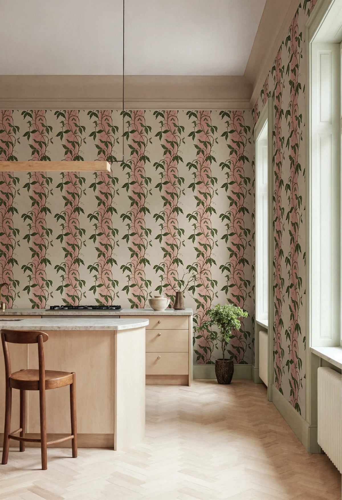 Garden Stripe, Pink Mural Wallpaper - room preview 02