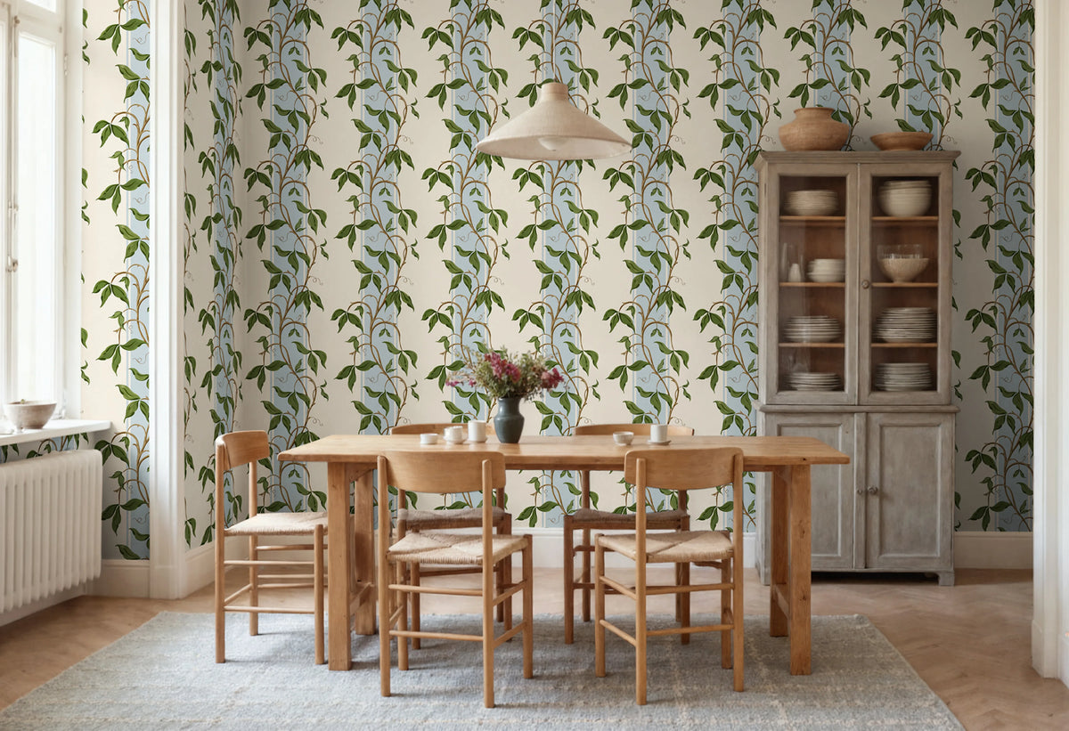 Garden Stripe, Light Blue Mural Wallpaper - room preview 02