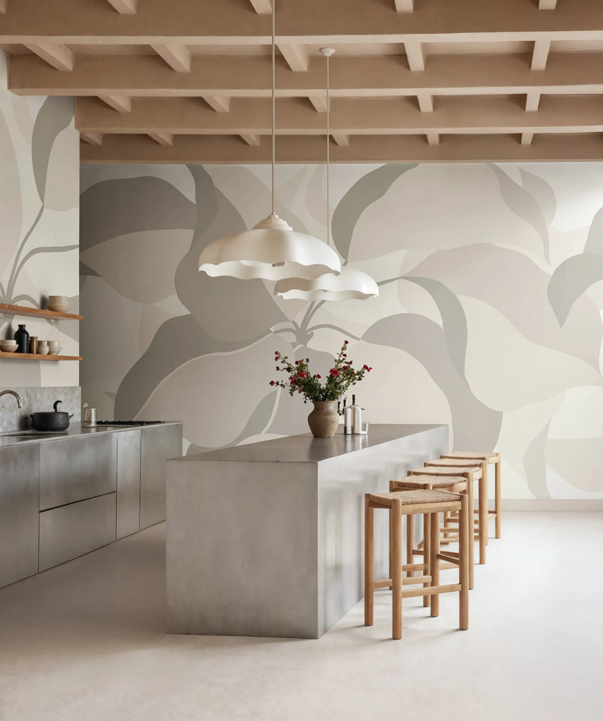 Grand Verdant, Beige Mural Wallpaper - room preview 02