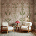 Folk Flower, Pink Mural Wallpaper - room preview 02