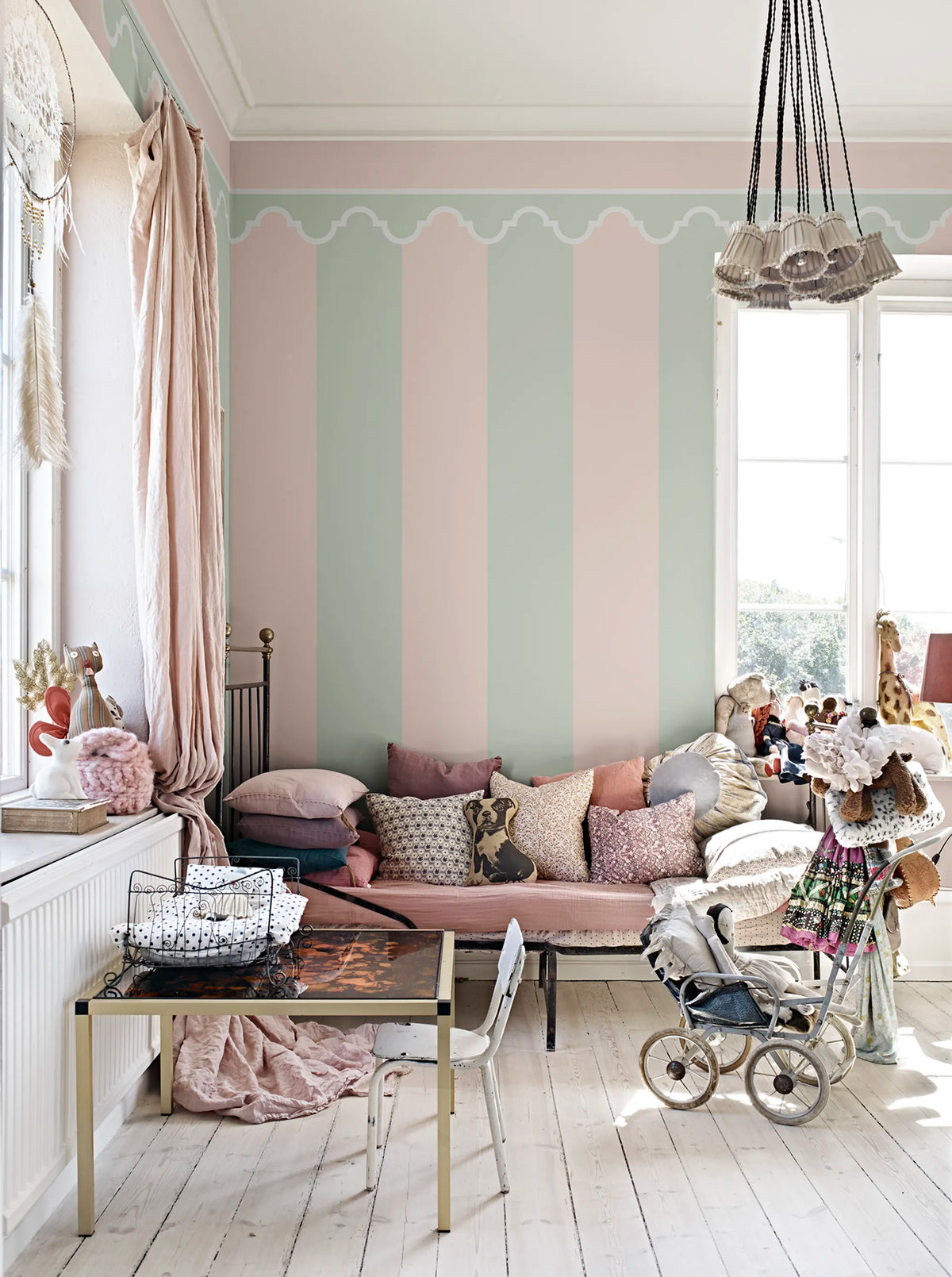 Stripe Chateau, Pastel Mural Wallpaper - room preview 02
