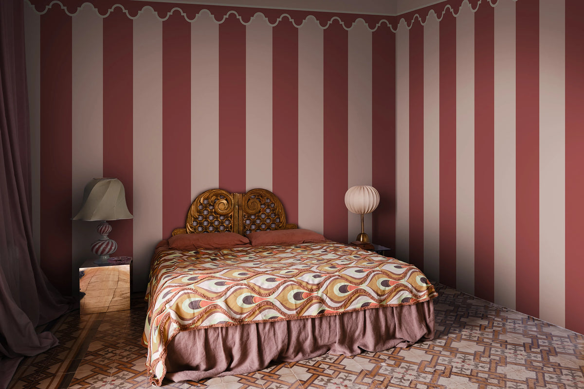 Stripe Chateau, Pink Mural Wallpaper - room preview 02