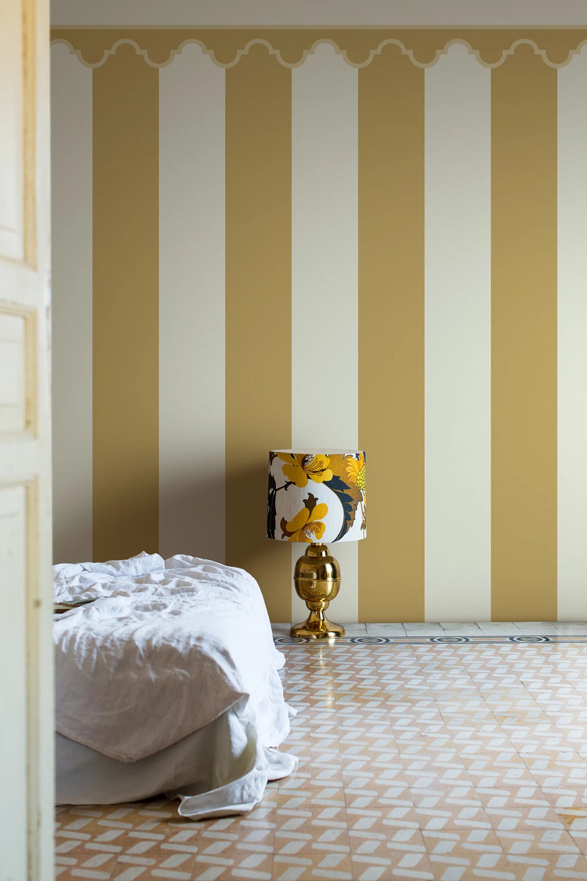 Stripe Chateau, Yellow Mural Wallpaper - room preview 02