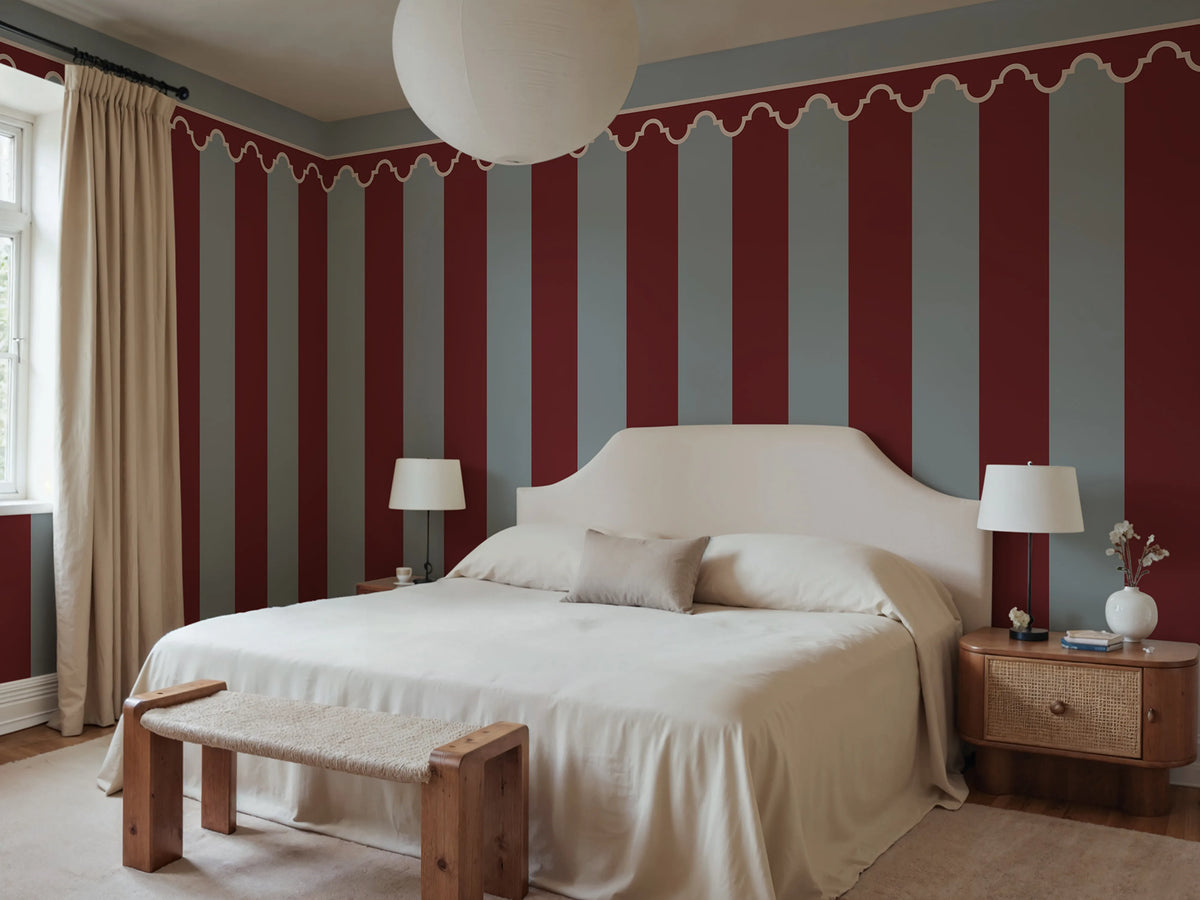 Stripe Chateau, Red Mural Wallpaper - room preview 02