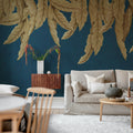 Hanging Palms, Blue Mural Wallpaper - room preview 02