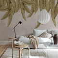 Hanging Palms, Pink Mural Wallpaper - room preview 02