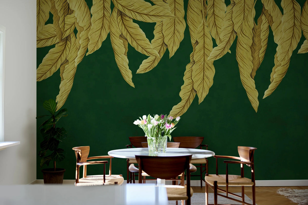 Hanging Palms, Dark Green Mural Wallpaper - room preview 02