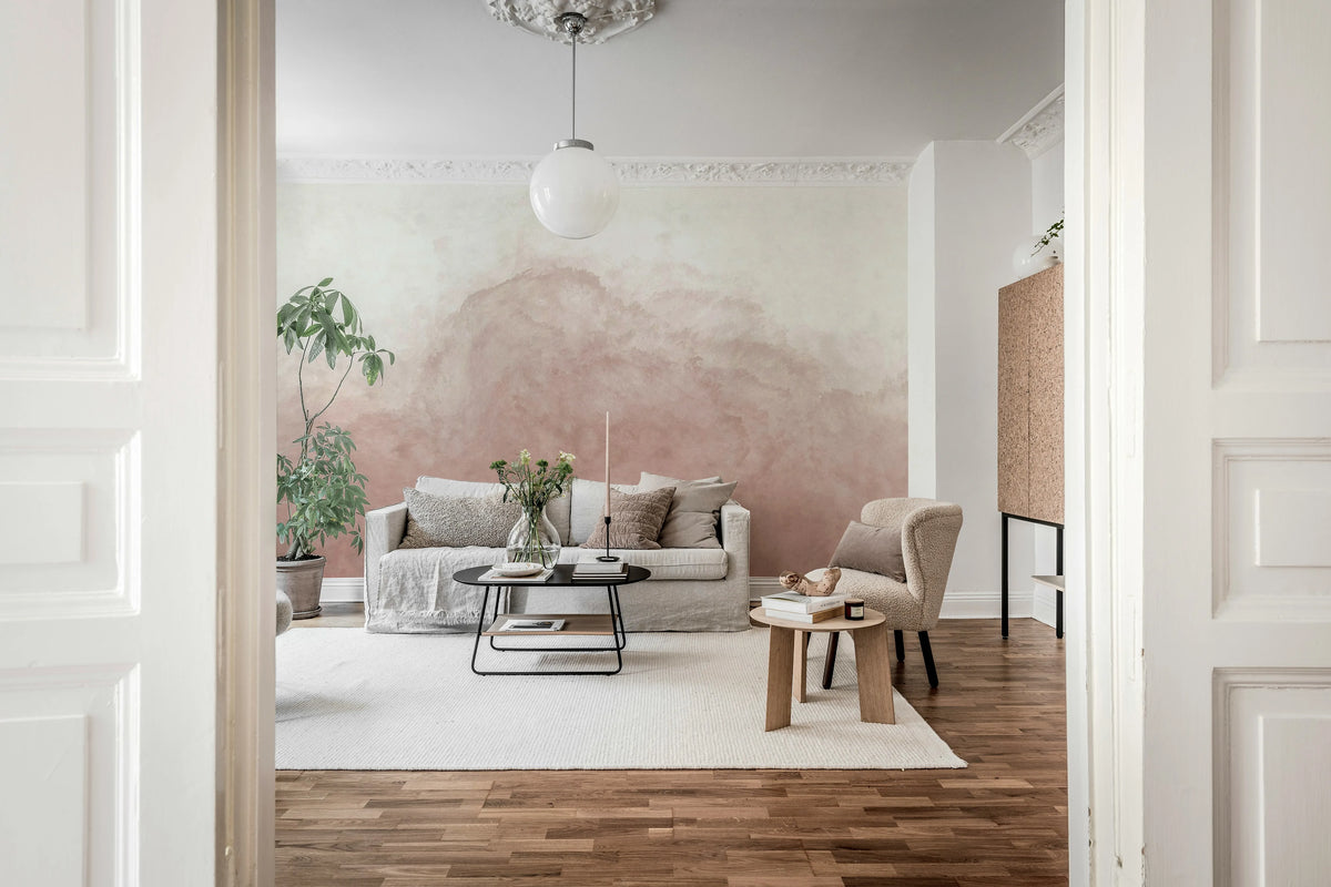 Abstract Watercolor, Pink Mural Wallpaper - room preview 02