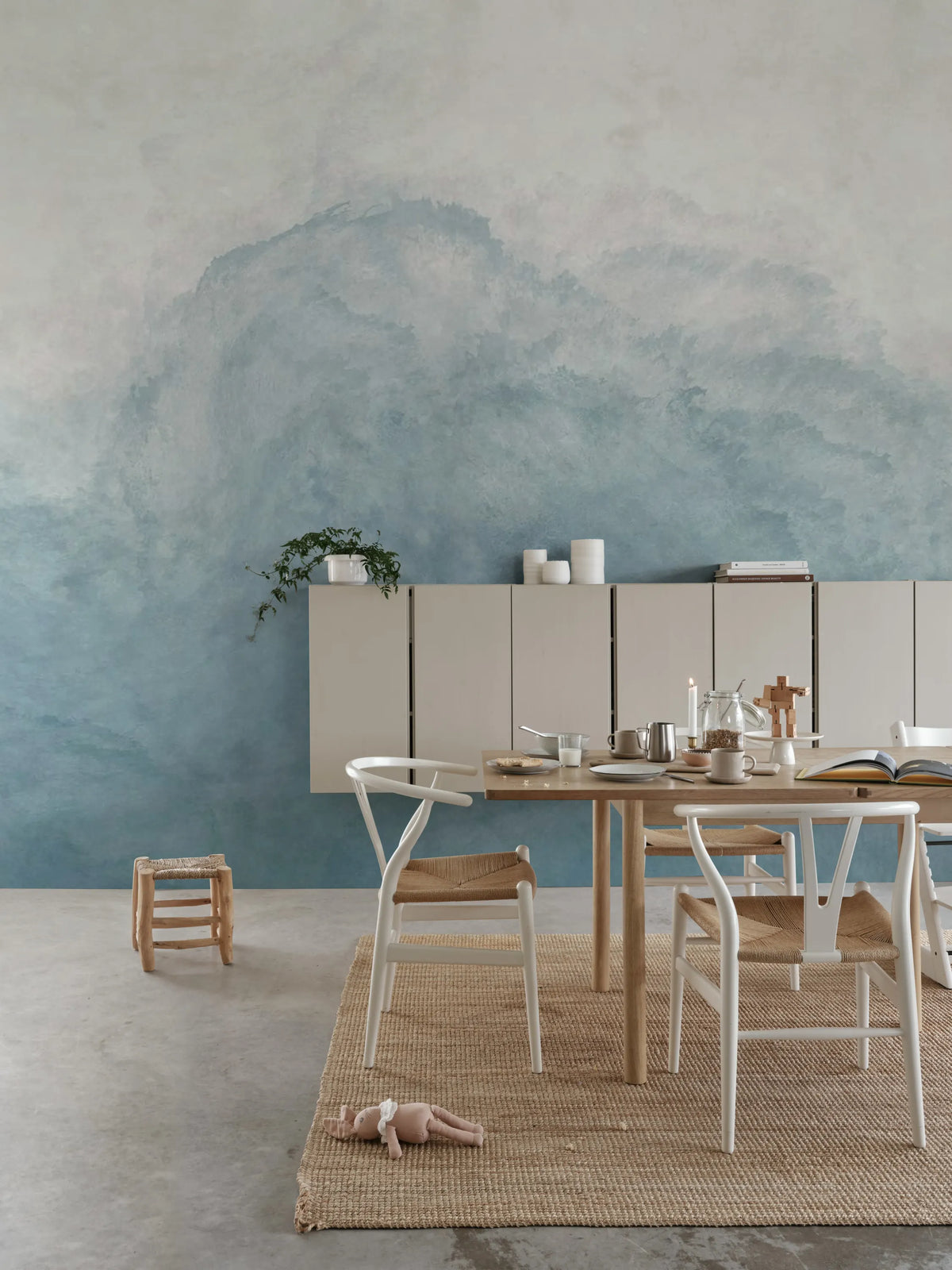 Abstract Watercolor, Light Blue Mural Wallpaper - room preview 02