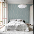Ribbon Stripe, Light Blue Mural Wallpaper - room preview 02