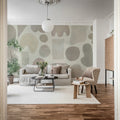 Watercolor Shapes, Beige Mural Wallpaper - room preview 02