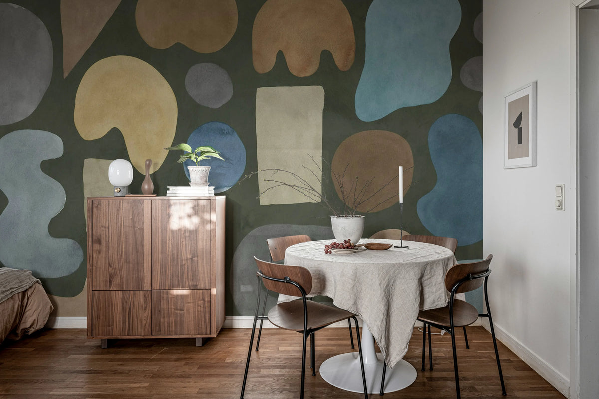 Watercolor Shapes, Dark Mural Wallpaper - room preview 02