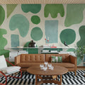 Watercolor Shapes, Green Mural Wallpaper - room preview 02