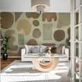 Watercolor Shapes, Brown Mural Wallpaper - room preview 02