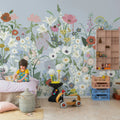 Playful Meadow, Blue Mural Wallpaper - room preview 02