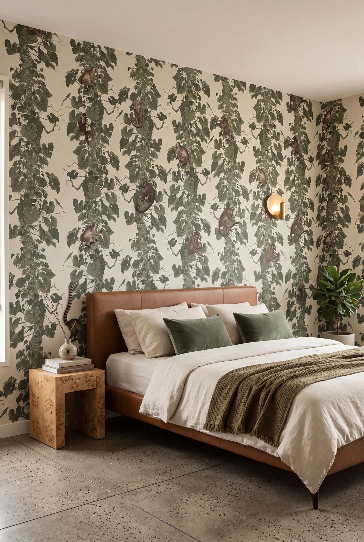 Monkey Climbers, Beige Mural Wallpaper - room preview 02