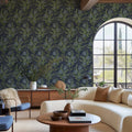 Flower in Pond, Blue Mural Wallpaper - room preview 02