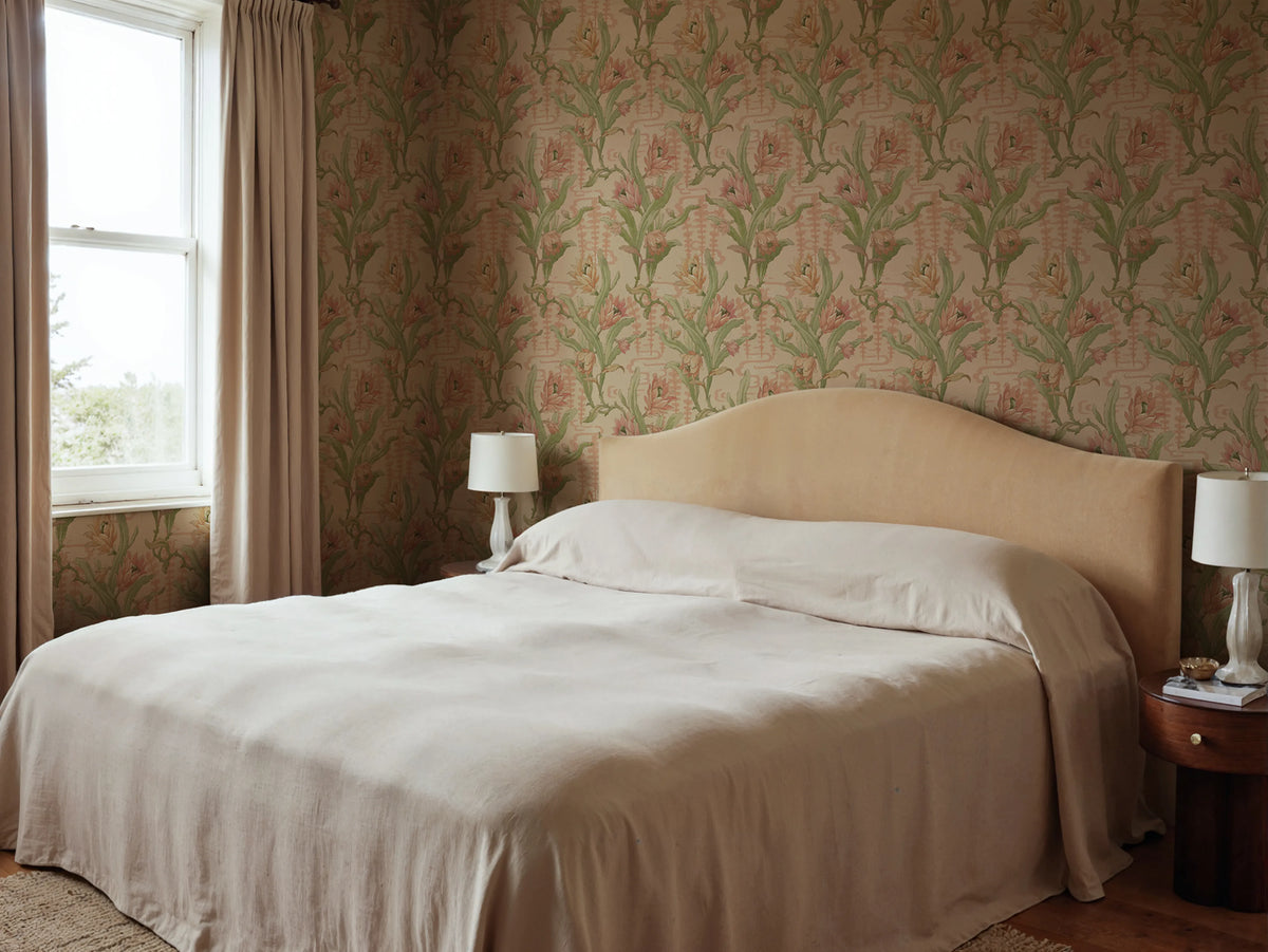 Flower in Pond, Beige Mural Wallpaper - room preview 02