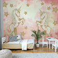 Bubble Unicorn, Pink Mural Wallpaper - room preview 02