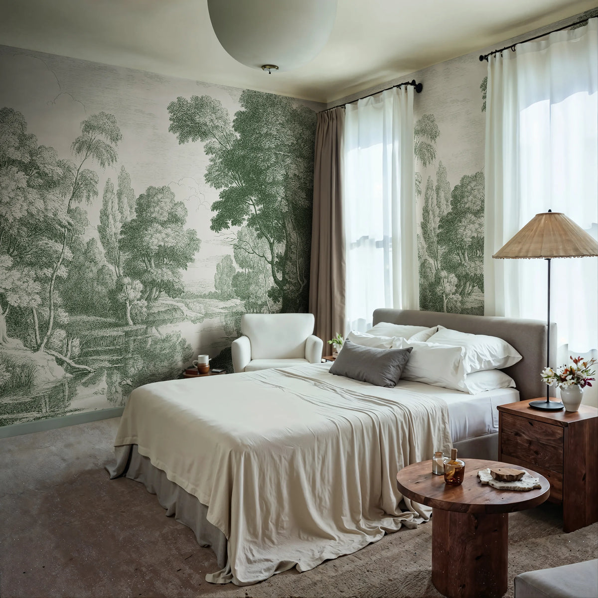 Etching Park, Green Mural Wallpaper - room preview 02