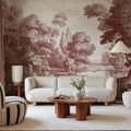 Etching Park, Burgundy Mural Wallpaper - room preview 02