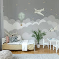 Fly Away, Gray Mural Wallpaper - room preview 02
