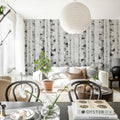 Birch Forest, Black & White Mural Wallpaper - room preview 02