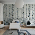 Birch Forest, Blue Mural Wallpaper - room preview 02