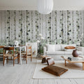 Birch Forest, Green Mural Wallpaper - room preview 02