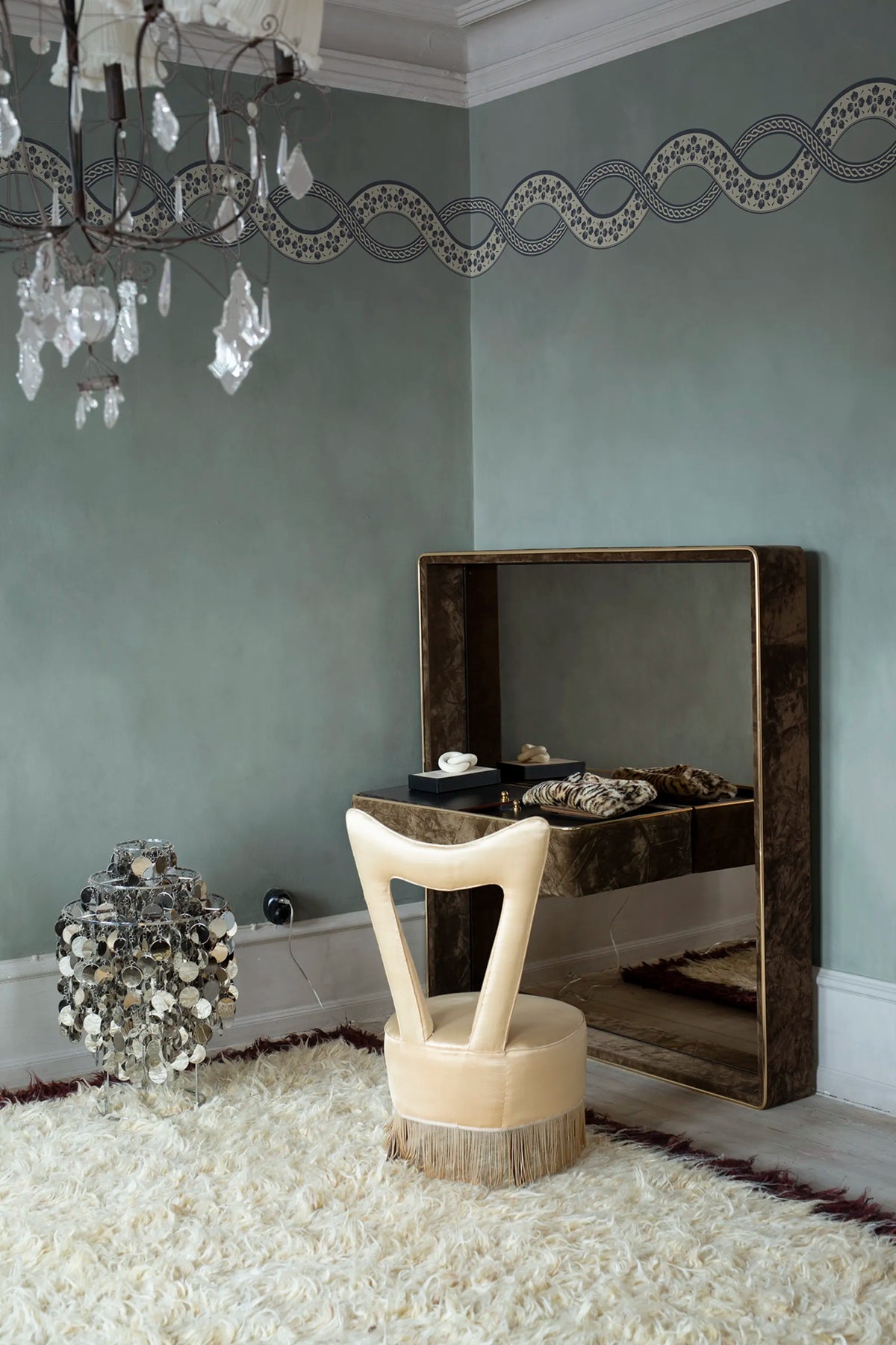 Ivory Braid, Blue Mural Wallpaper - room preview 02