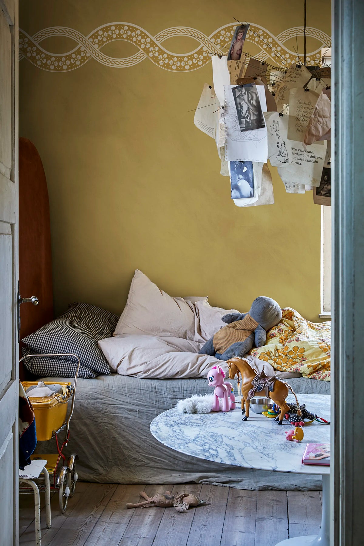 Ivory Braid, Yellow Mural Wallpaper - room preview 02