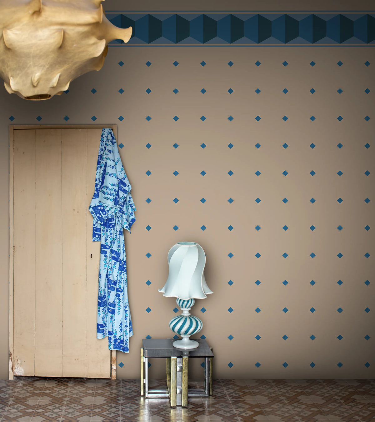 Gentle Manor, Teal Mural Wallpaper - room preview 02