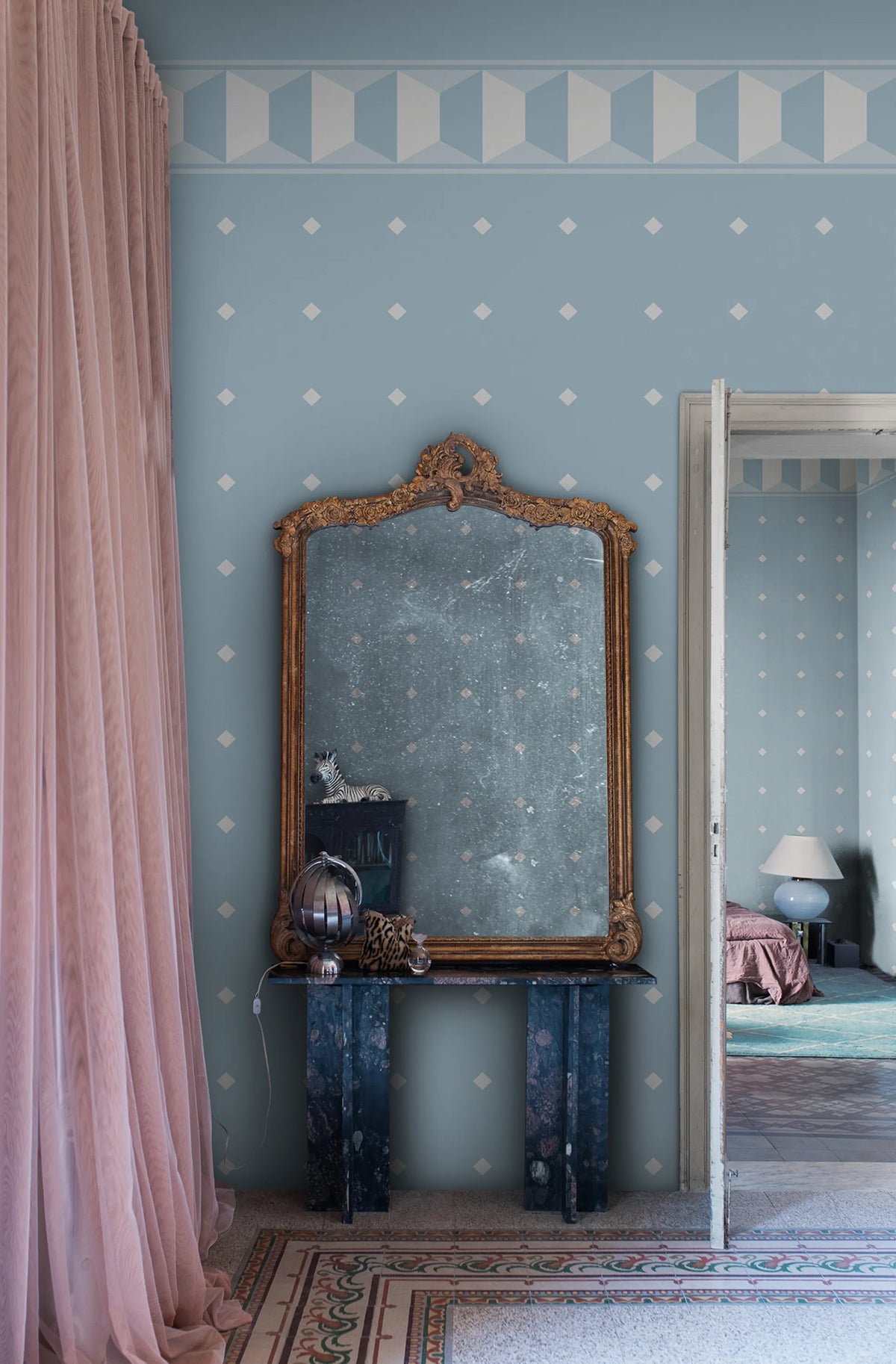Gentle Manor, Blue Mural Wallpaper - room preview 02