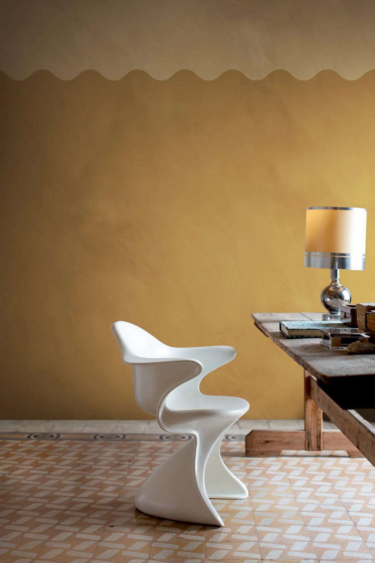 Wave Border, Yellow Mural Wallpaper - room preview 02