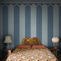 Stripe Chateau, Blue Mural Wallpaper - room preview 02