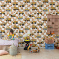 Vehicles, Pink Mural Wallpaper - room preview 02