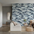 Ocean Waves, Blue Mural Wallpaper - room preview 02
