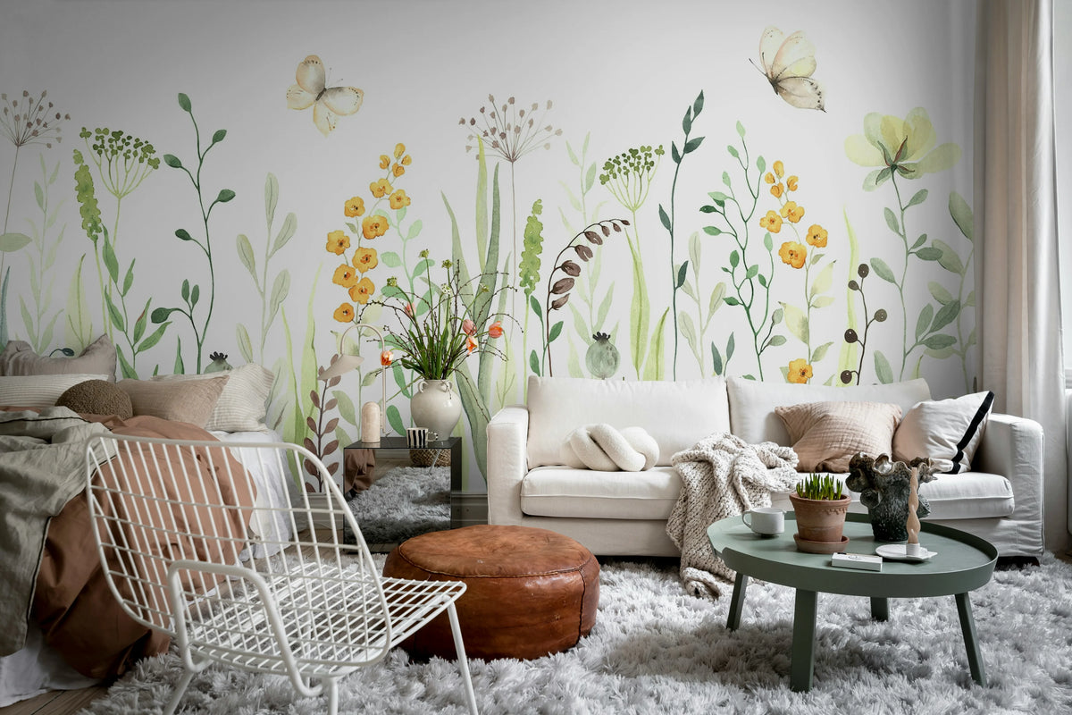 Butterfly Garden, Pastel Mural Wallpaper - room preview 02