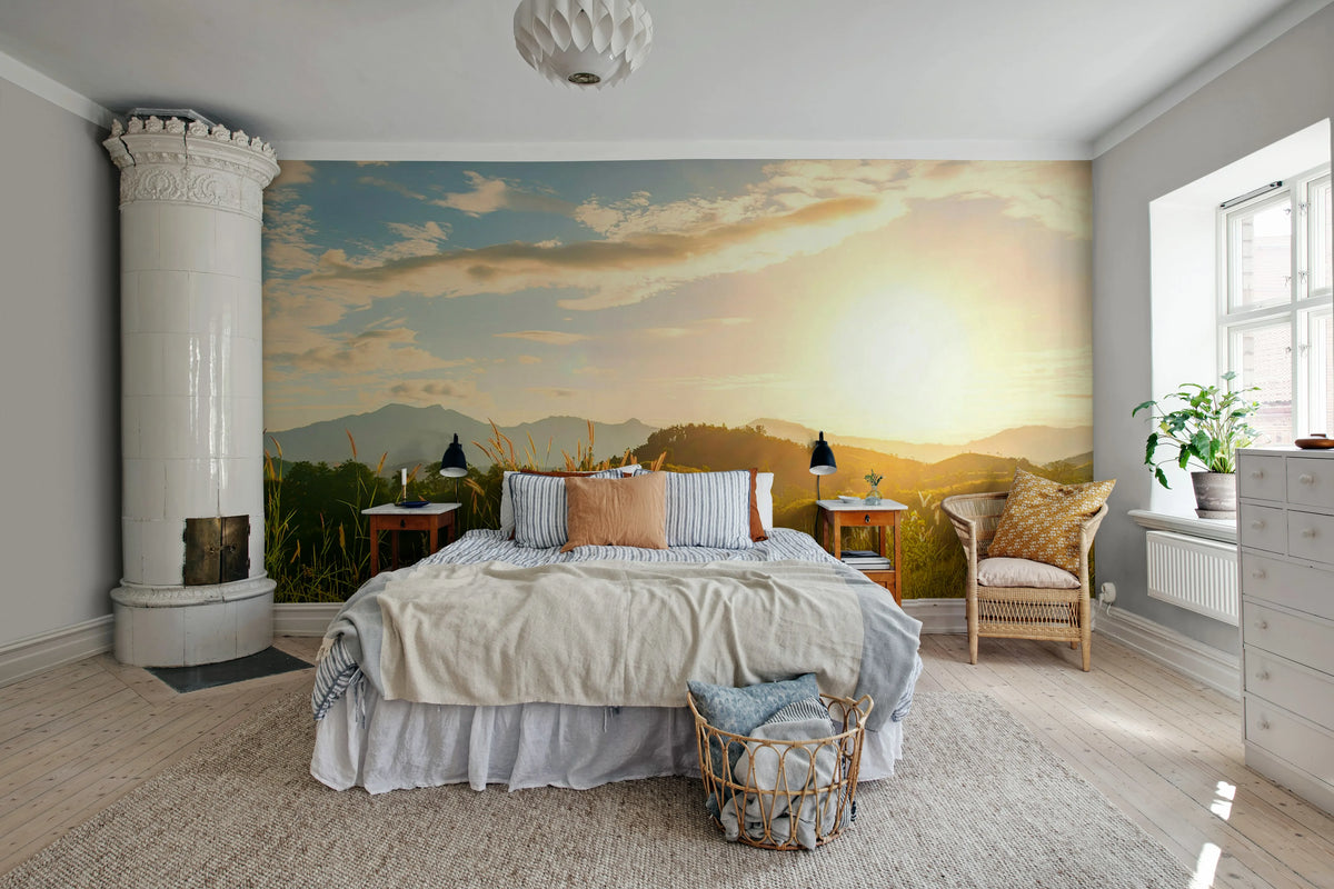 Sunrise Hills, Soft Mural Wallpaper - room preview 02